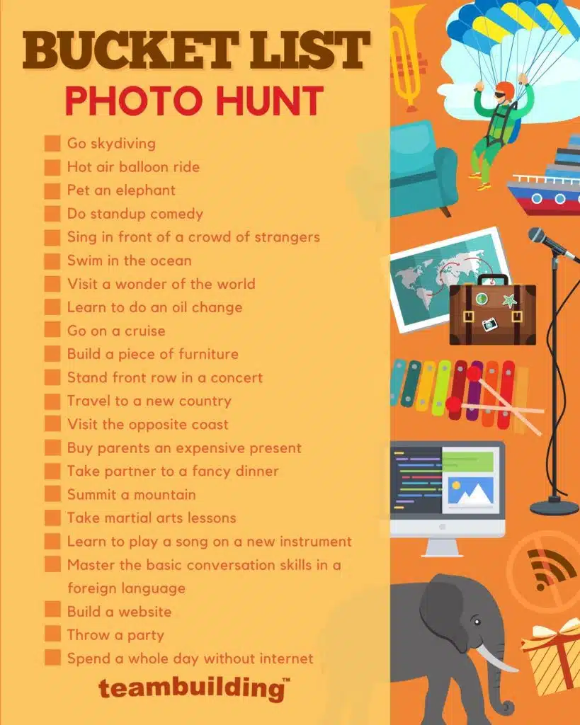 Bucket List Scavenger Hunt template