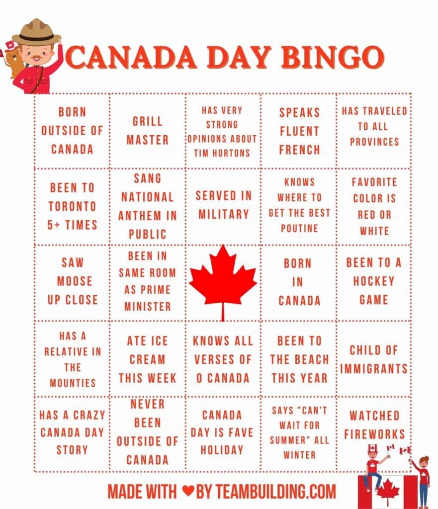 Canada Day Bingo