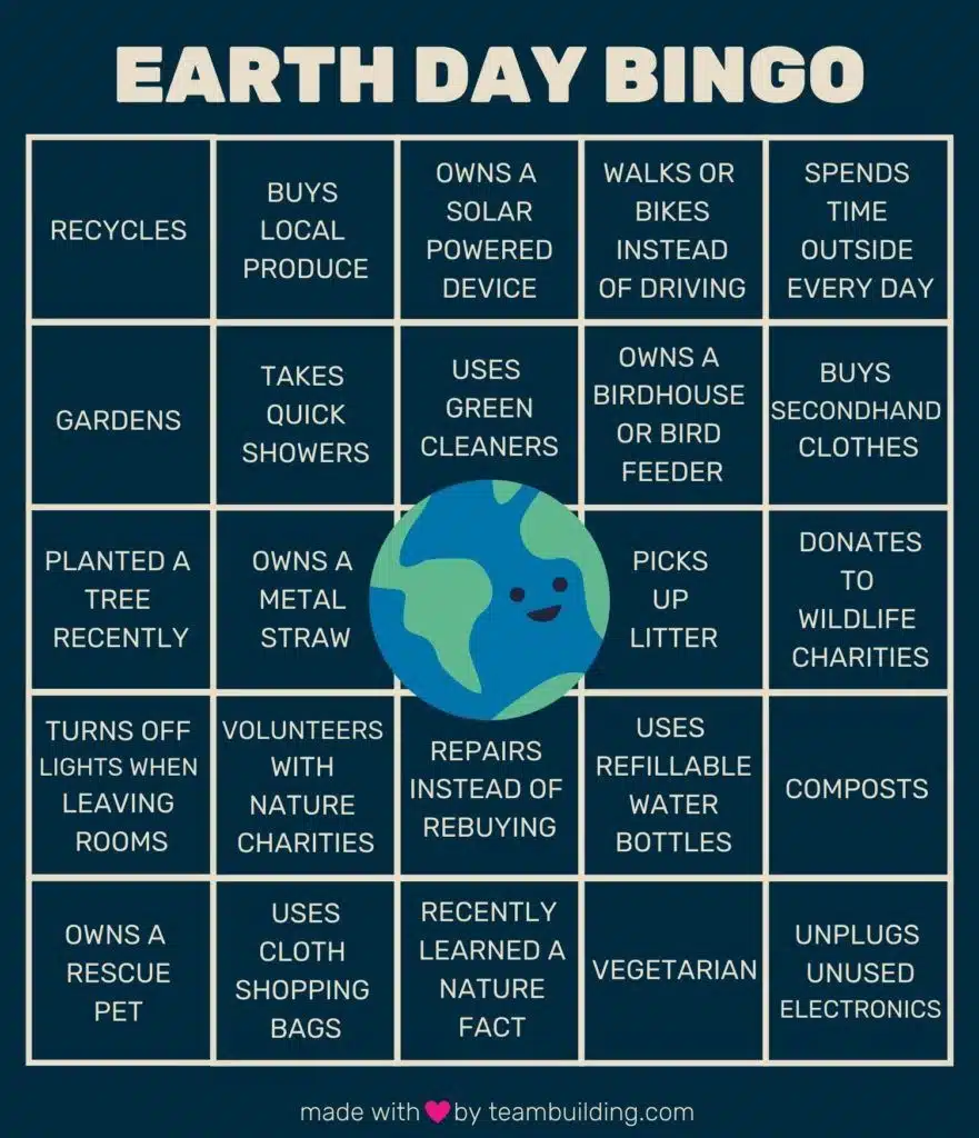 Earth Day Bingo Template