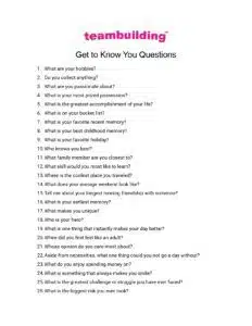 List of get to know you questions