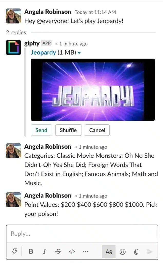 Jeopardy Slack