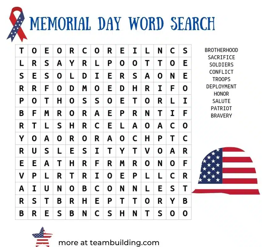 Memorial Day word search