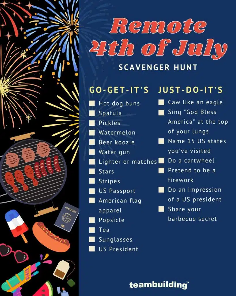 Online 4th of July - Scavenger Hunt Board