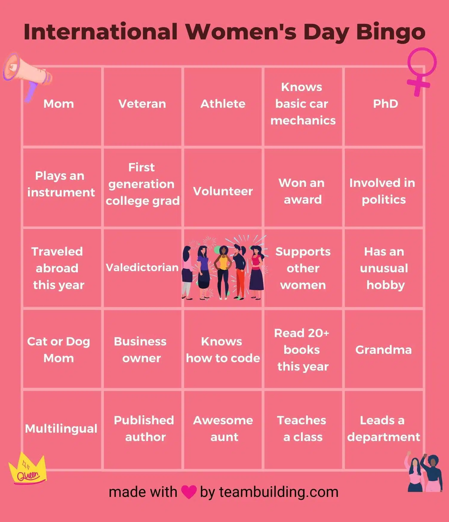 Women's Day Bingo Card